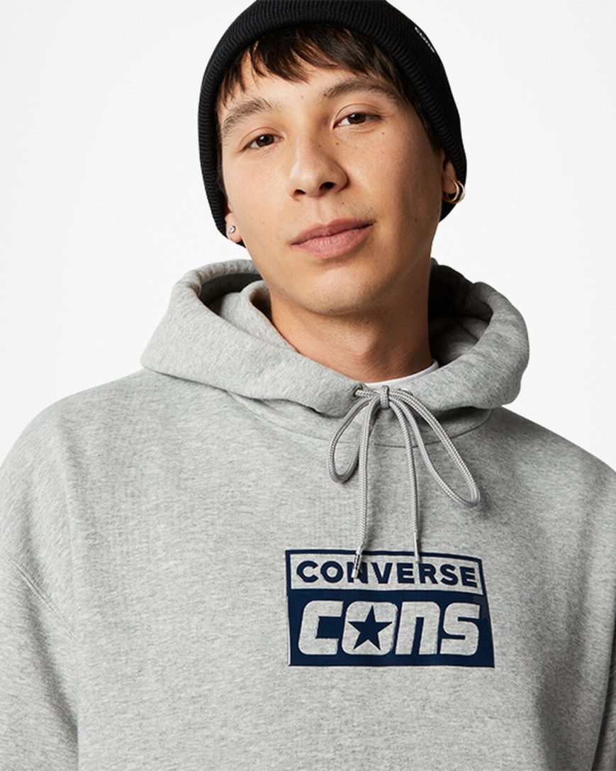 Mikiny S Kapucňou Converse CONS Fleece Pullover Panske Siva | SK ZEROQ5